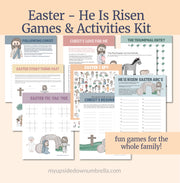 Easter Games and Activities Kit | He Is Risen Christ-centered Easter Fun for LDS Primary Children | Christian Easter | Religious Easter Game, Easter Tic Tac Toe, Easter Games, Easter I Spy,